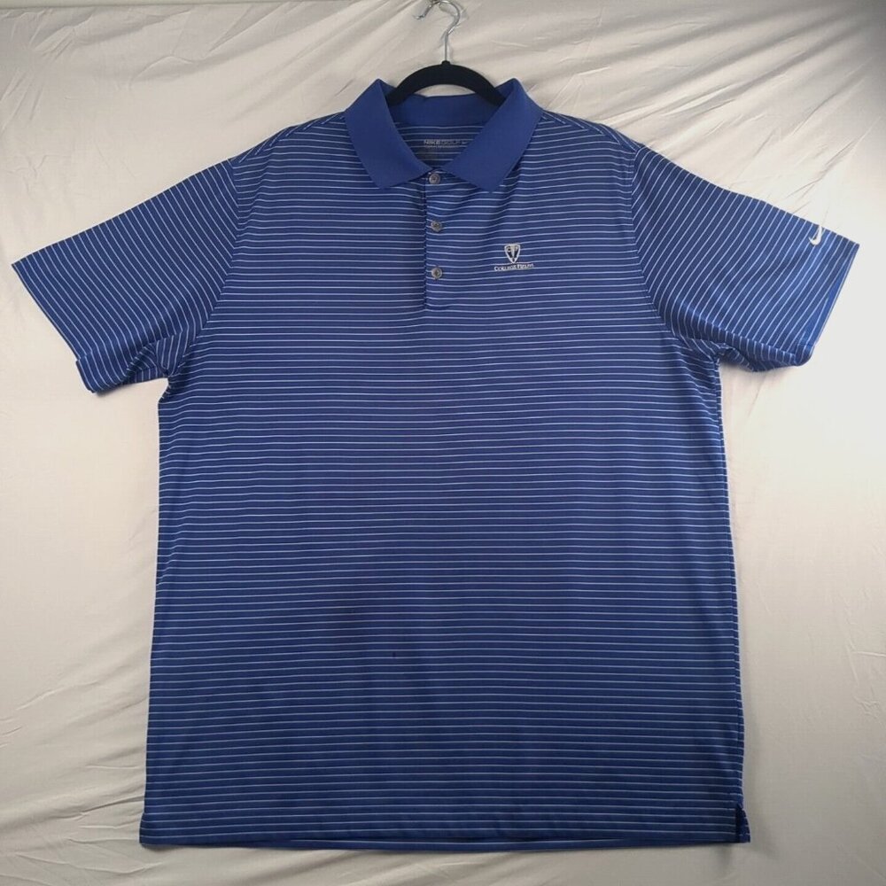 Nike Polo Shirt Adult Mens X-Large Blue Dri-Fit Golf Outdoors College‎ Fields